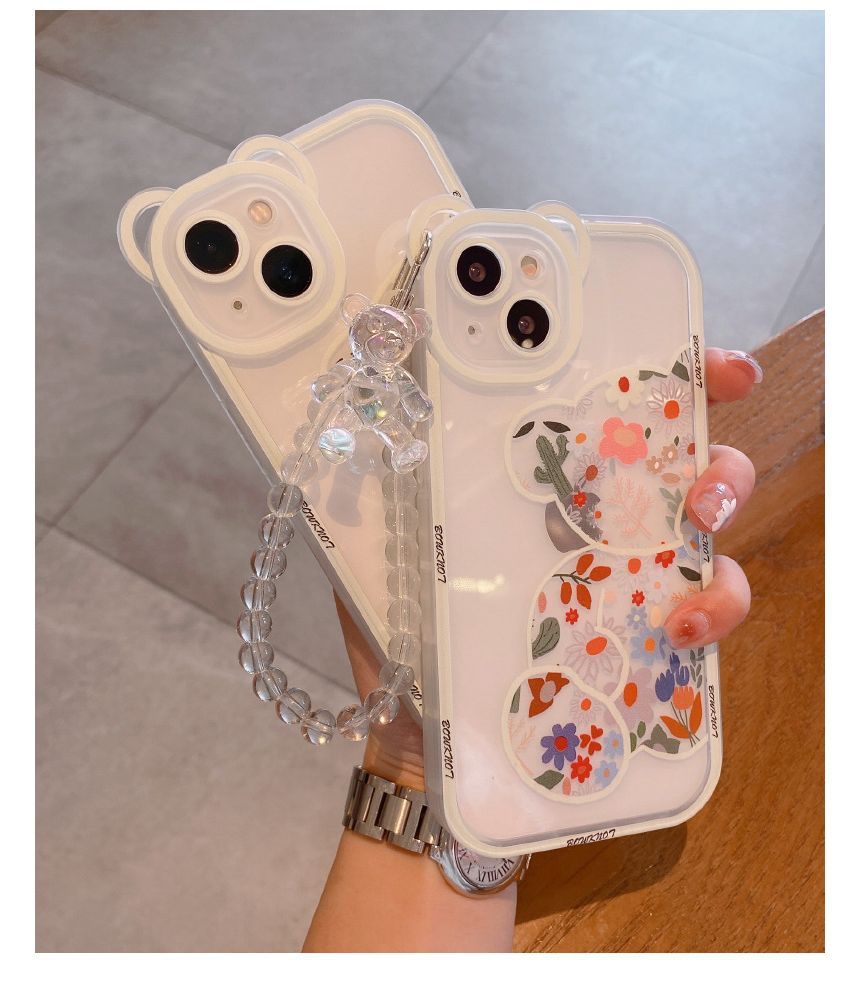 Case Bear Print Floral Phone