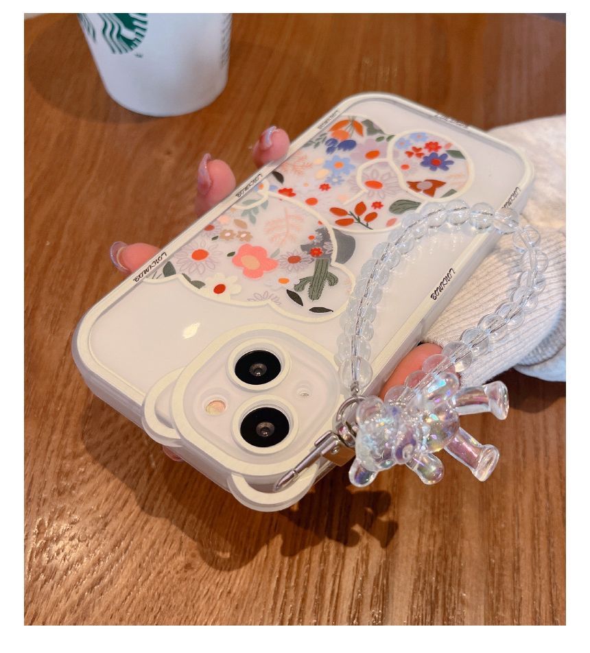 Case Bear Print Floral Phone