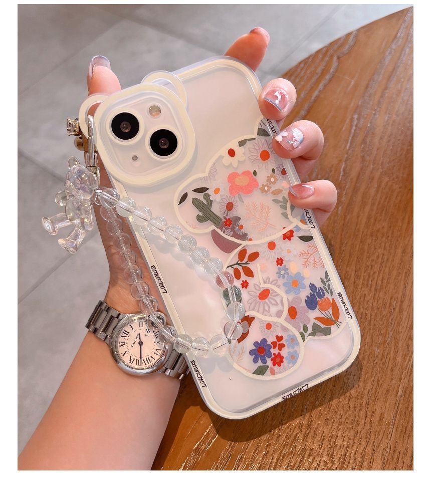 Case Bear Print Floral Phone