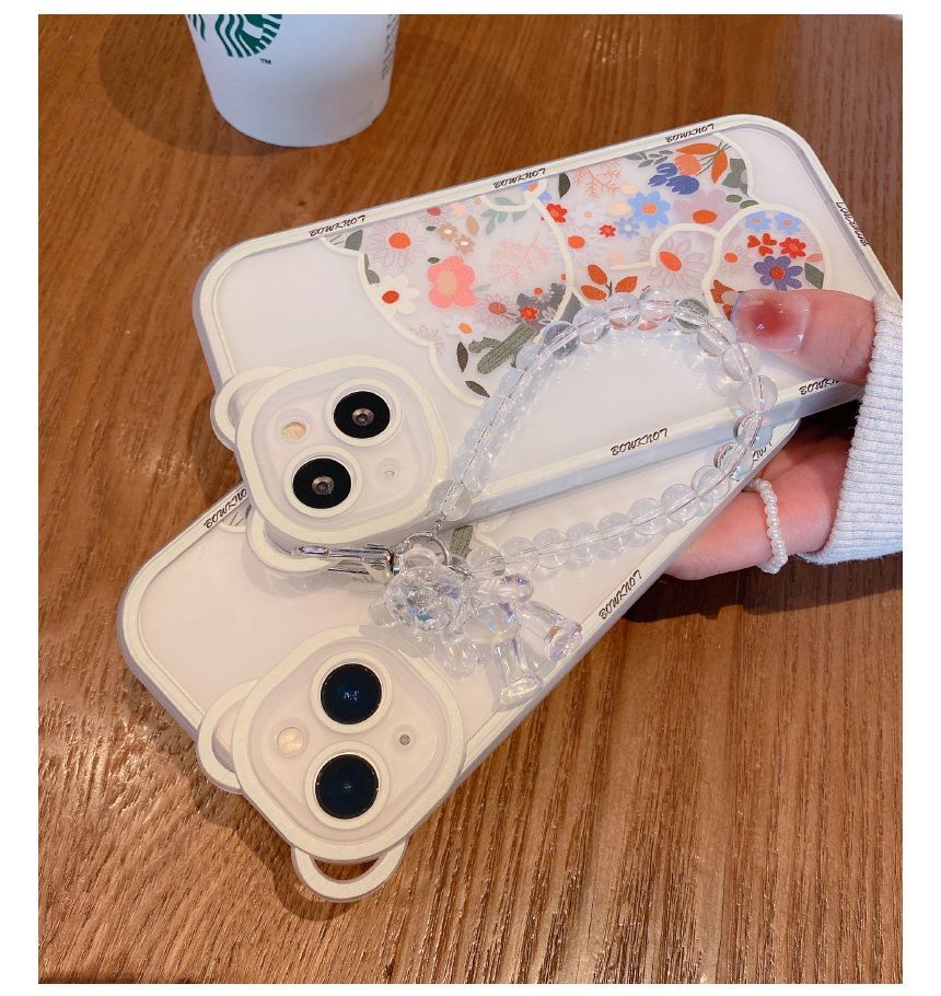 Case Bear Print Floral Phone