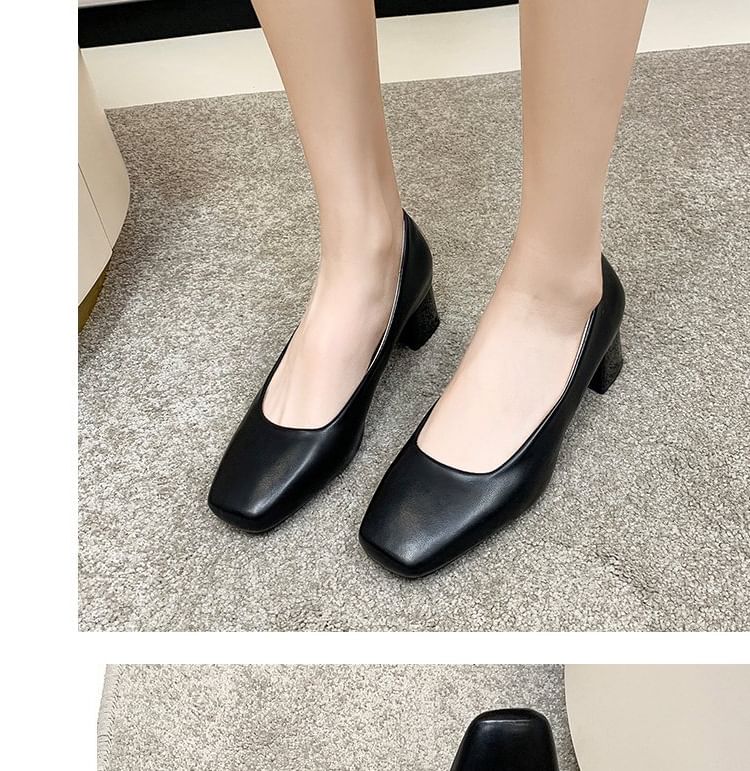 Plain Square Toe Pumps