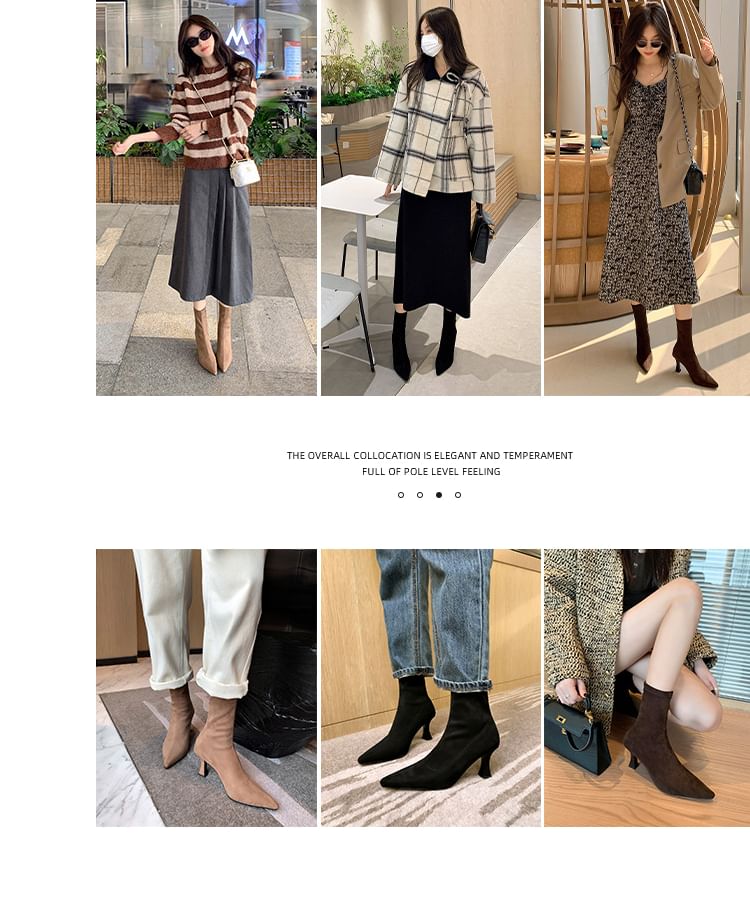 Pointed Heel Kitten Boots