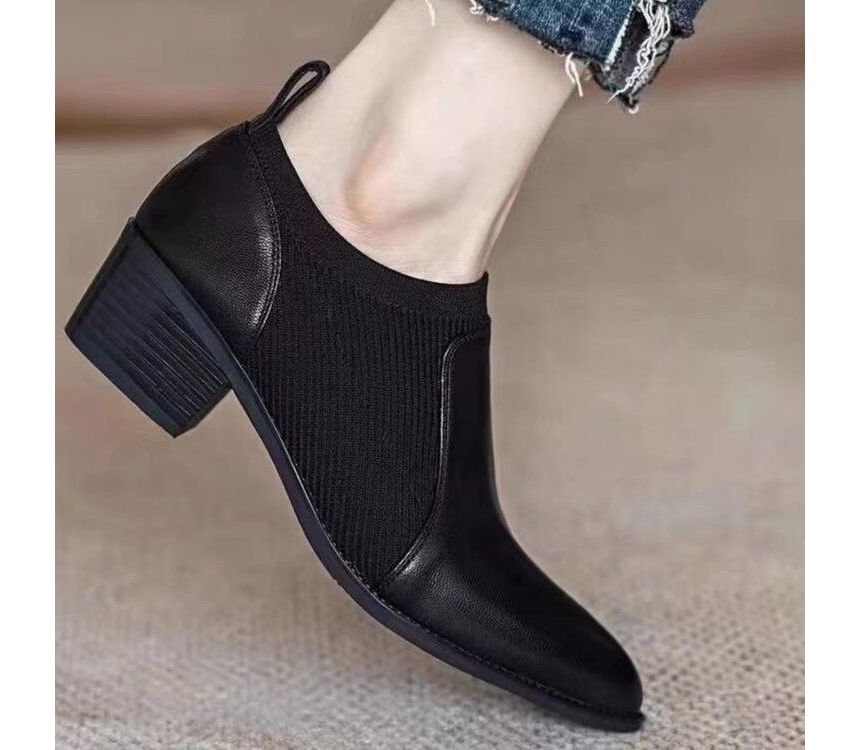 Chunky Ankle Boots Pointed Heel