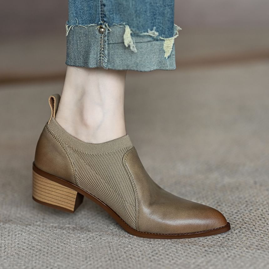 Chunky Ankle Boots Pointed Heel