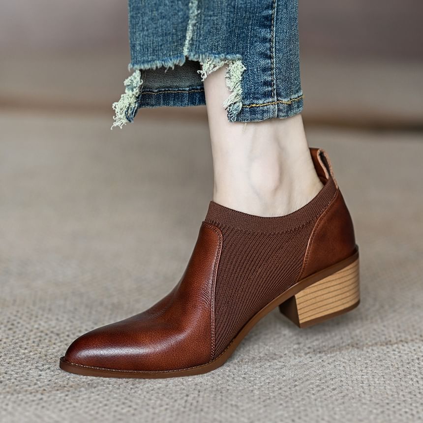 Chunky Ankle Boots Pointed Heel