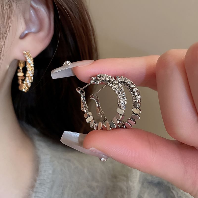 Alloy Hoop Rhinestone Earring