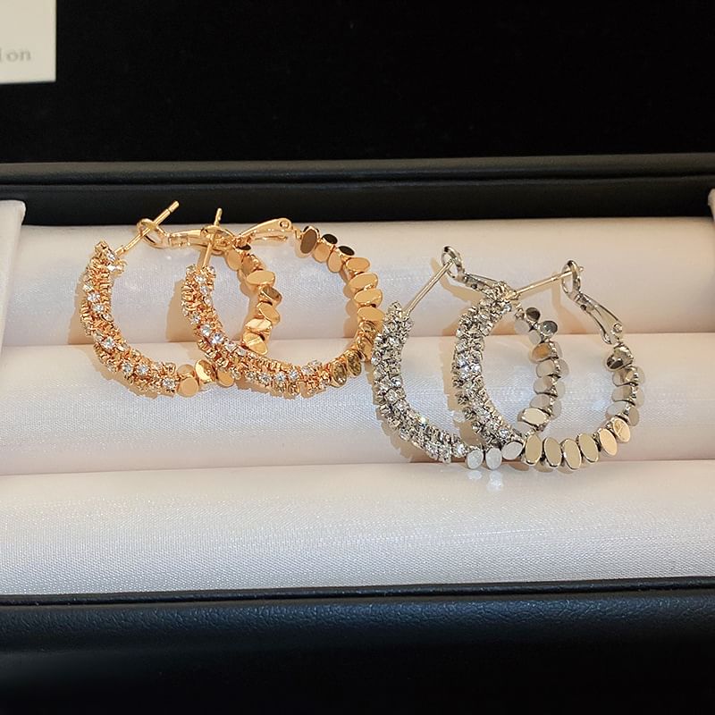 Alloy Hoop Rhinestone Earring