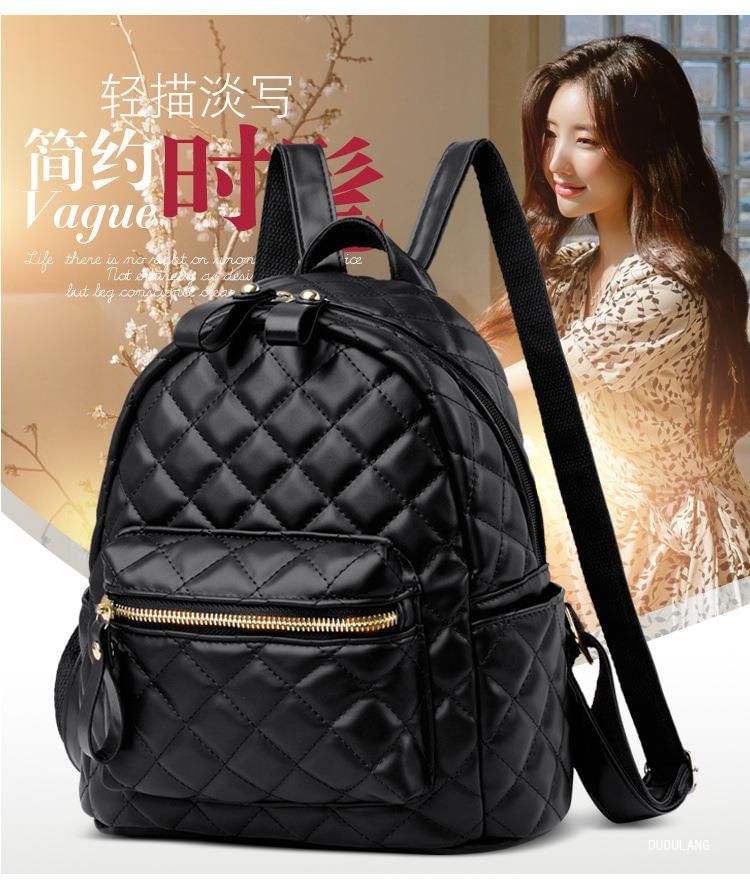 Leather Backpack Faux Quilted
