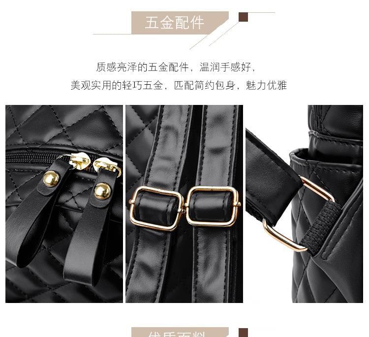 Leather Backpack Faux Quilted