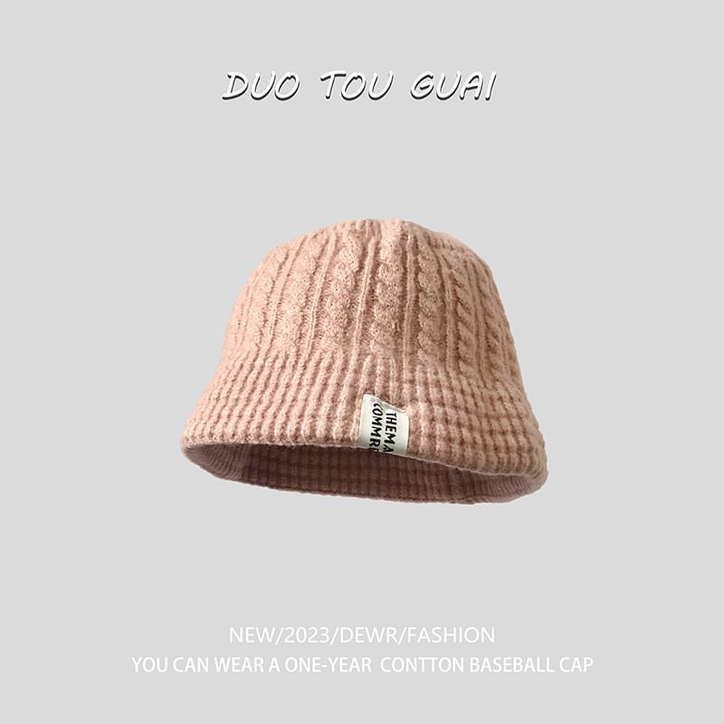 Bucket Hat Lettering Knit Applique