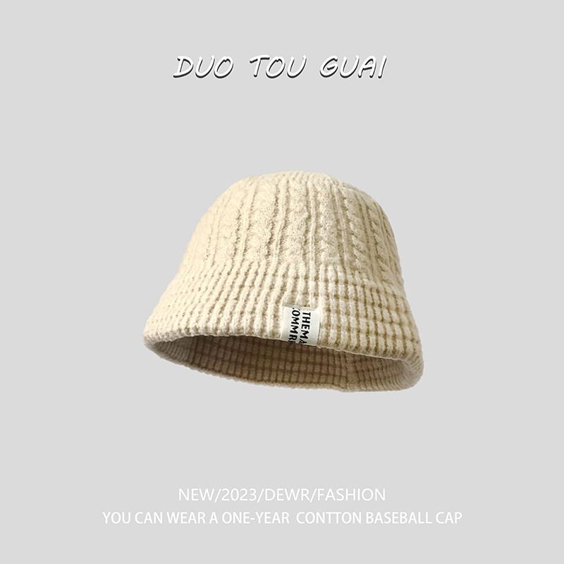 Bucket Hat Lettering Knit Applique