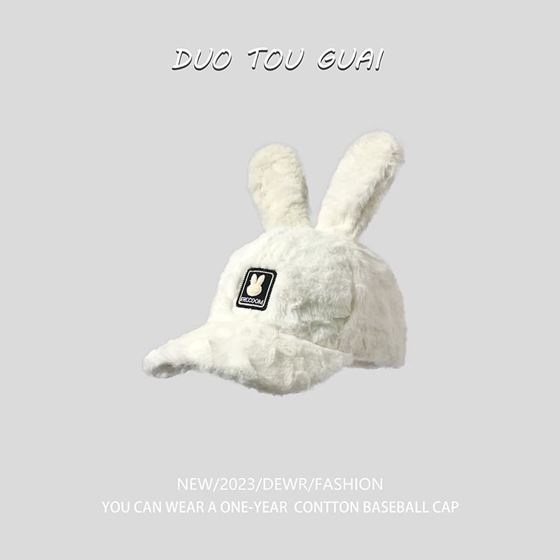 Rabbit Applique Chenille Ear Cap Baseball