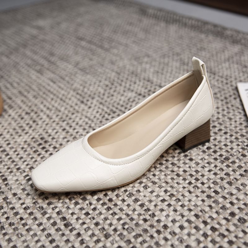 Pumps Square Toe Grain Crocodile