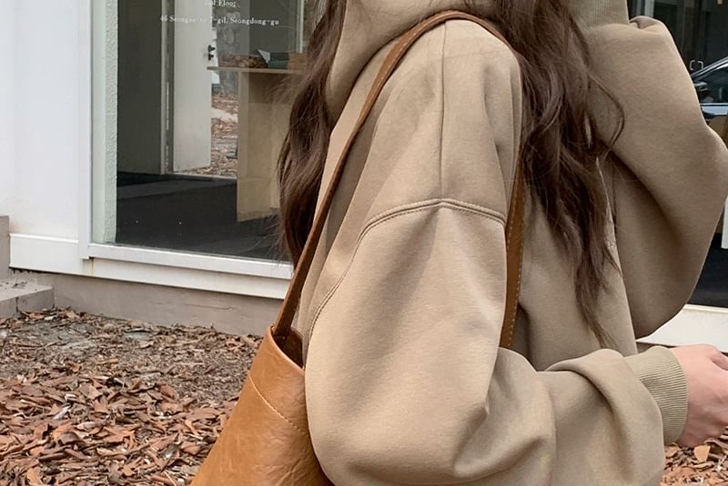 Bucket Faux Plain Leather Crossbody Bag