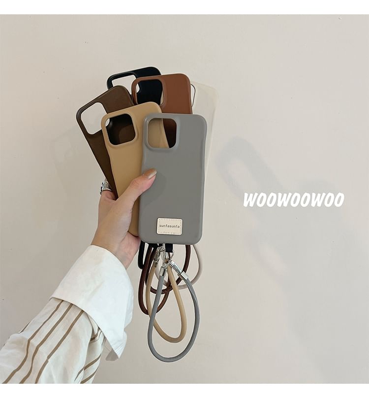 Lettering Phone Applique Faux Case Leather