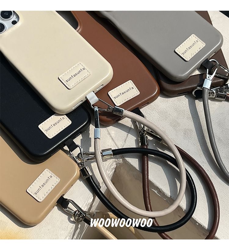 Lettering Phone Applique Faux Case Leather