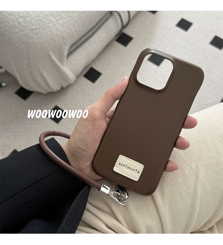 Lettering Phone Applique Faux Case Leather