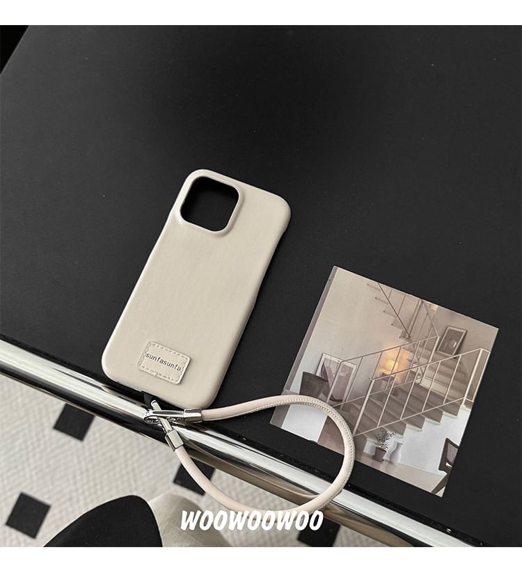 Lettering Phone Applique Faux Case Leather