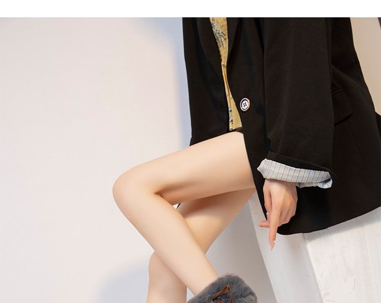 Fluffy Boots Ankle Chunky Trim Heel Platform