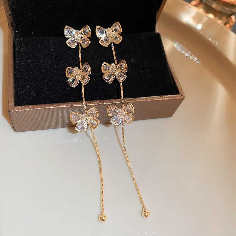 Rhinestone Earring Drop Bow