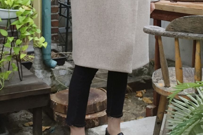 Long-Sleeve Double Breasted Woolen Trench Coat