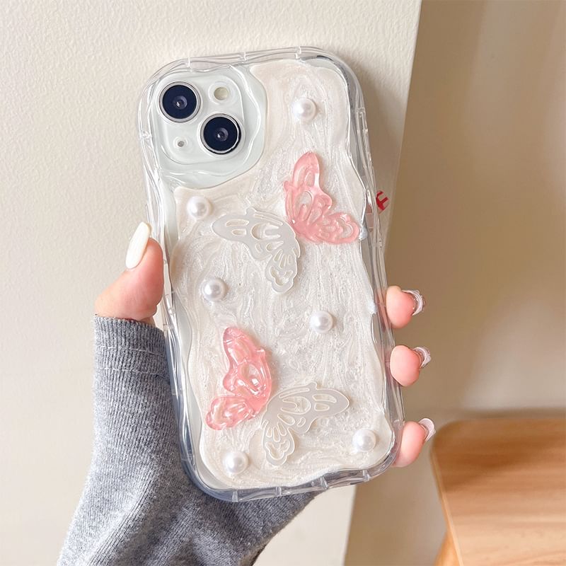 Pearl Case Faux Butterfly Phone
