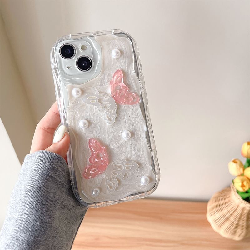 Pearl Case Faux Butterfly Phone
