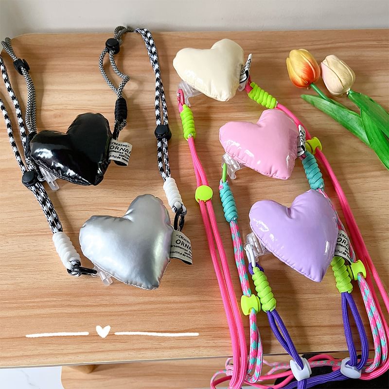 On Clip Padded Lanyard Heart Phone