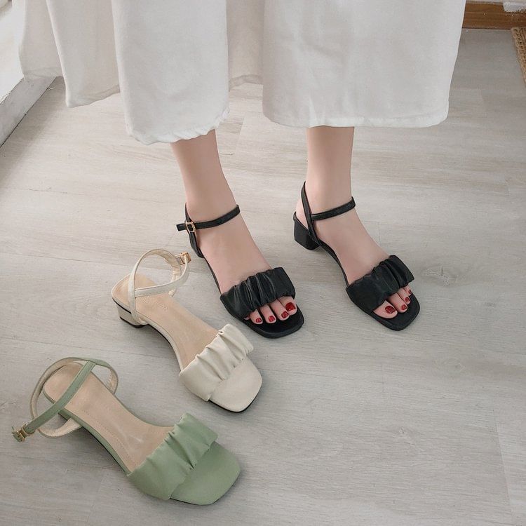 Ruched Ankle Sandals Strap