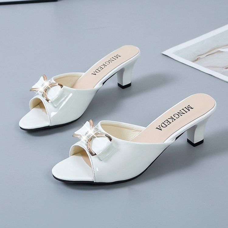 Bow Heel Sandals Slide High