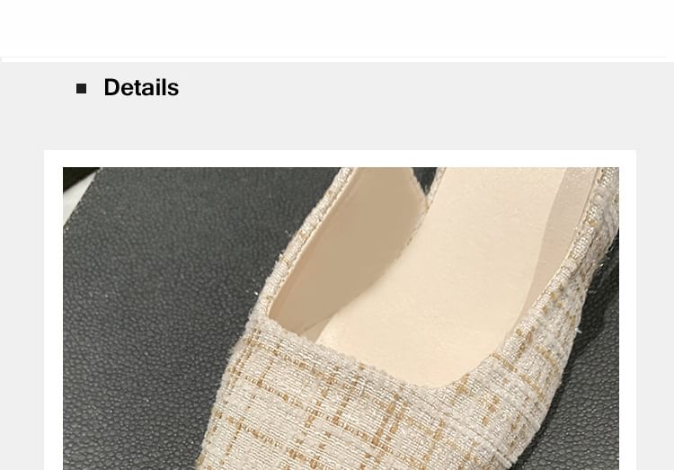 Tweed Pumps Pointed Slingback Toe