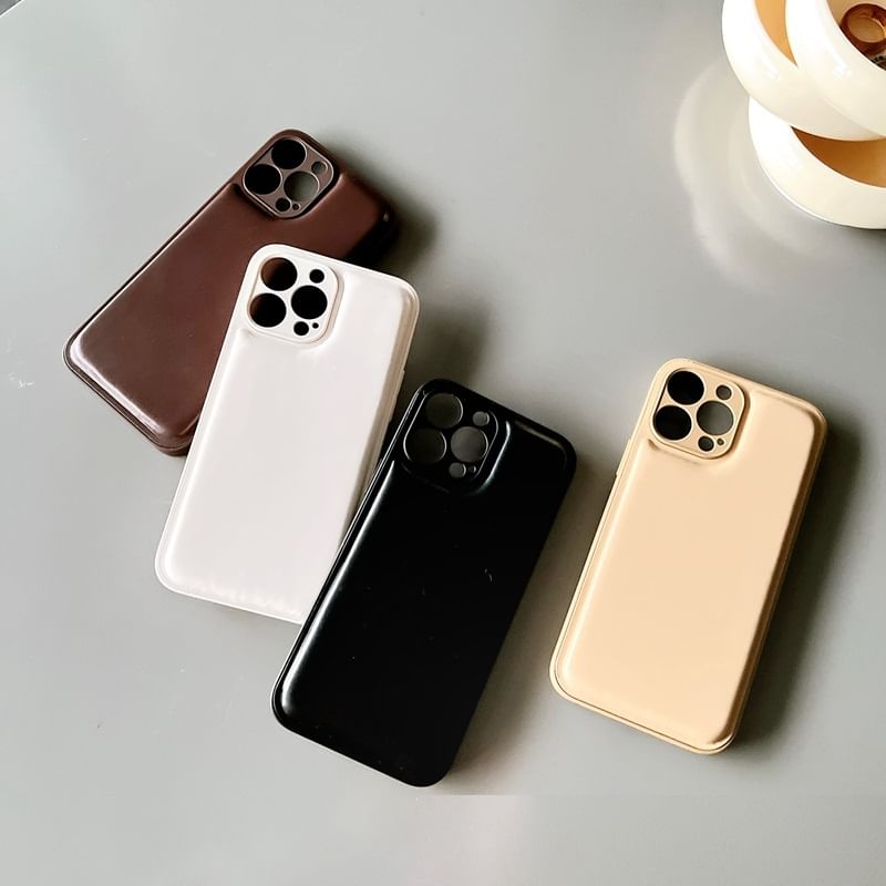 Case Faux Leather Plain Phone