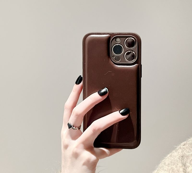Case Faux Leather Plain Phone