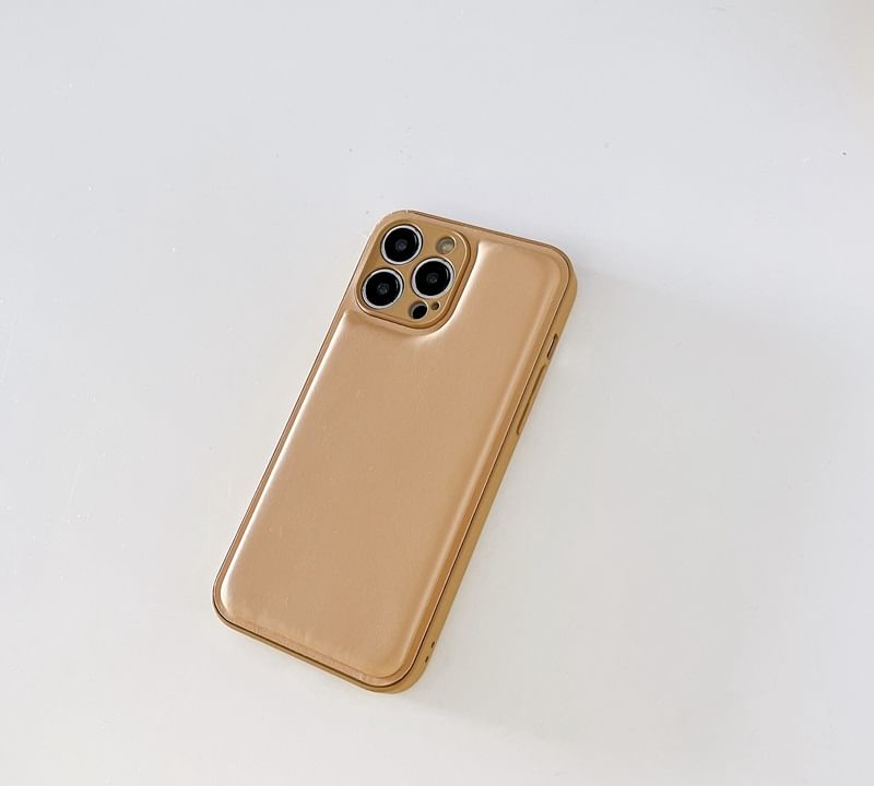 Case Faux Leather Plain Phone