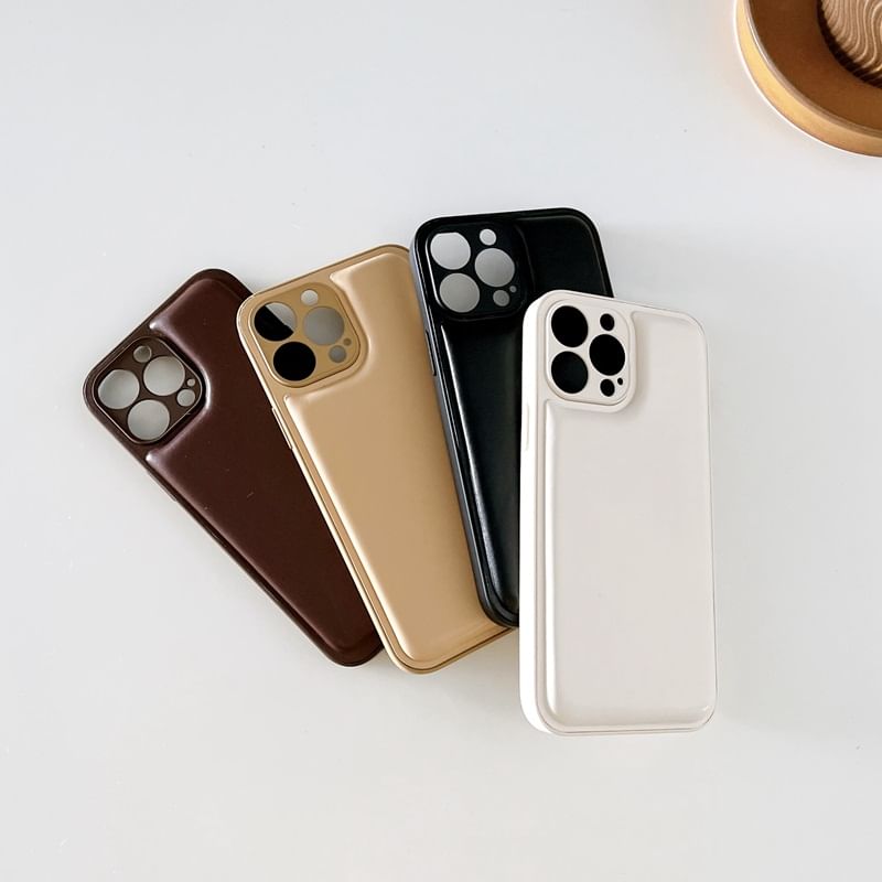 Case Faux Leather Plain Phone
