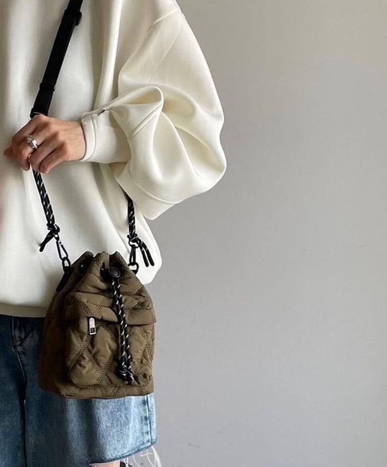 Nylon Bag Bucket Drawstring Quilted