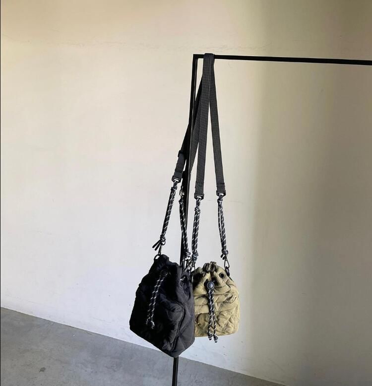 Nylon Bag Bucket Drawstring Quilted
