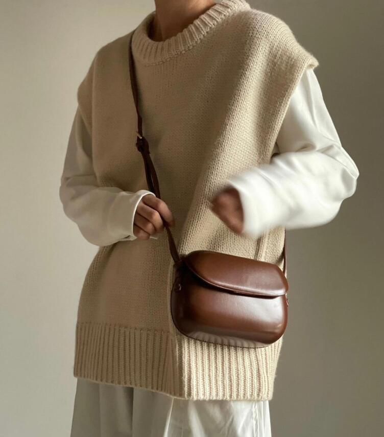 Bag Leather Faux Crossbody Plain Flap