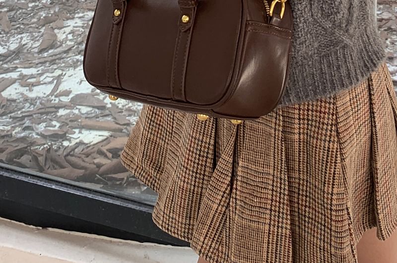 Faux Bag Crossbody Top Leather Plain Handle