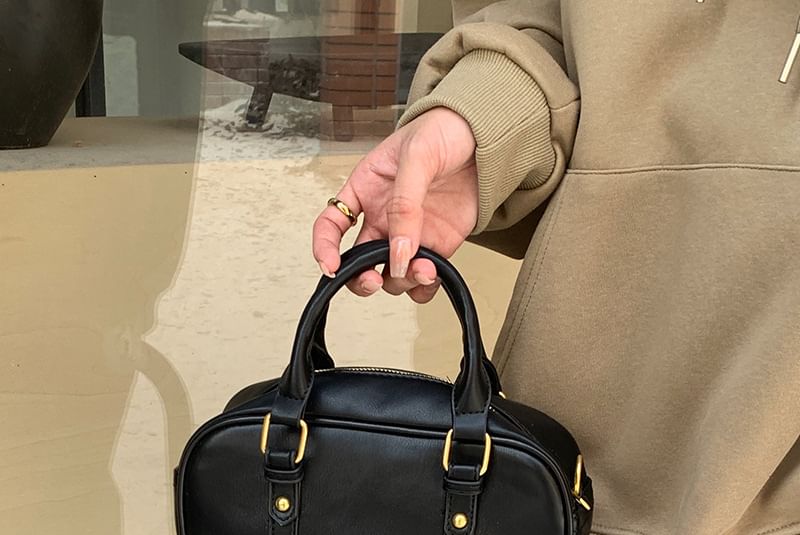 Faux Bag Crossbody Top Leather Plain Handle