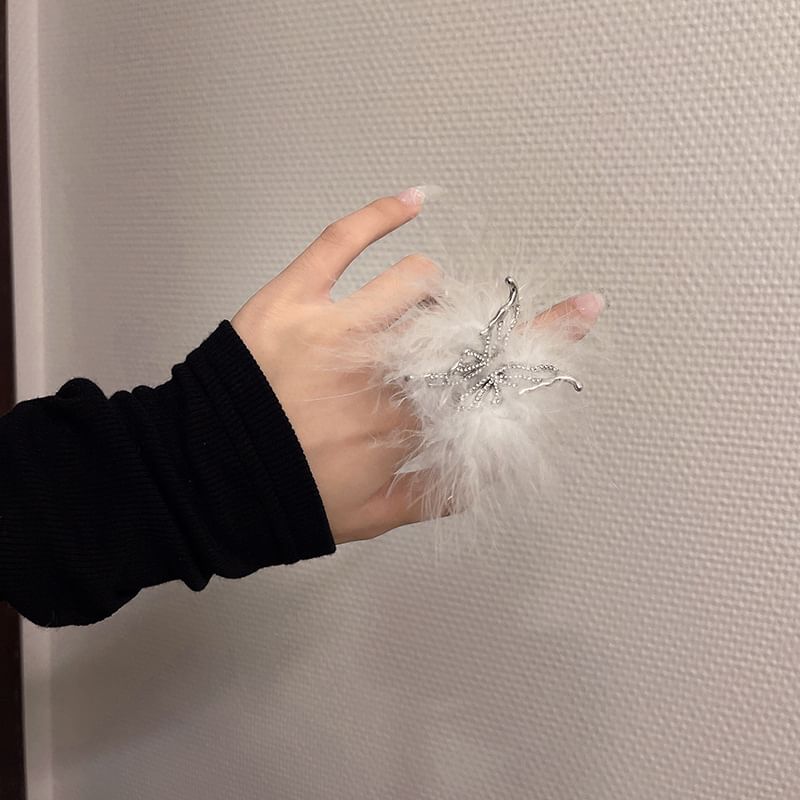 Ring Feather Alloy Open