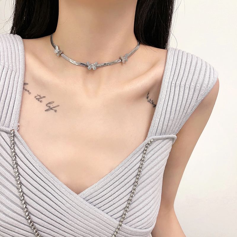 Alloy Choker Butterfly