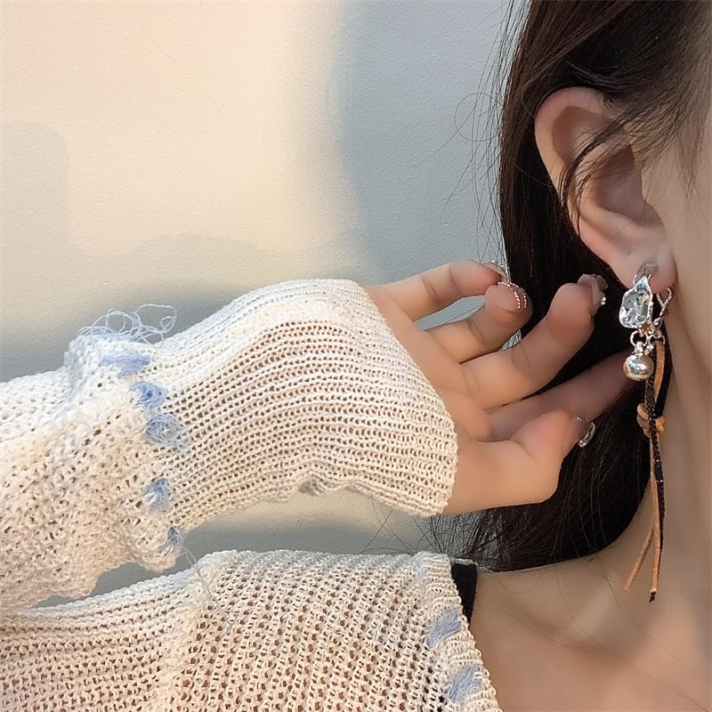 Faux Dangle Cord Alloy Leather Earring