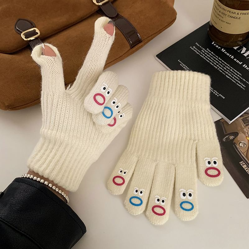 Print Cartoon Gloves Knit Touchscreen