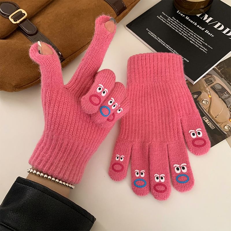 Print Cartoon Gloves Knit Touchscreen