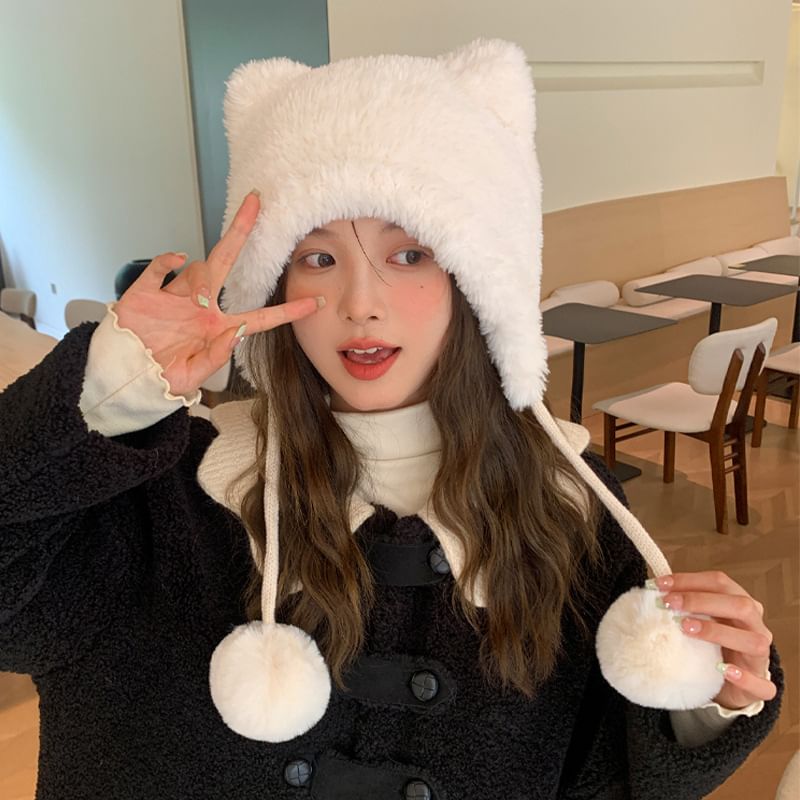 Ear Chenille Pom Hat Bear