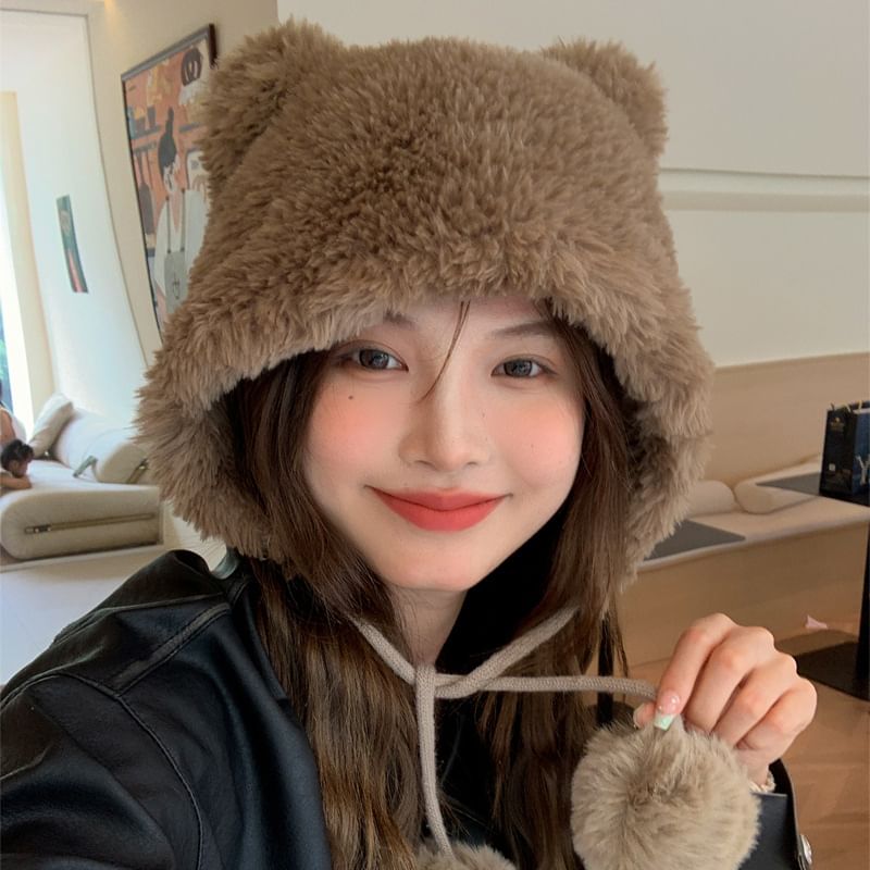 Ear Chenille Pom Hat Bear