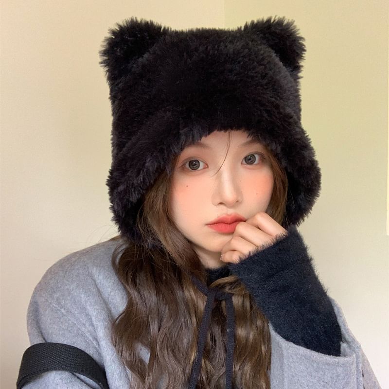 Ear Chenille Pom Hat Bear