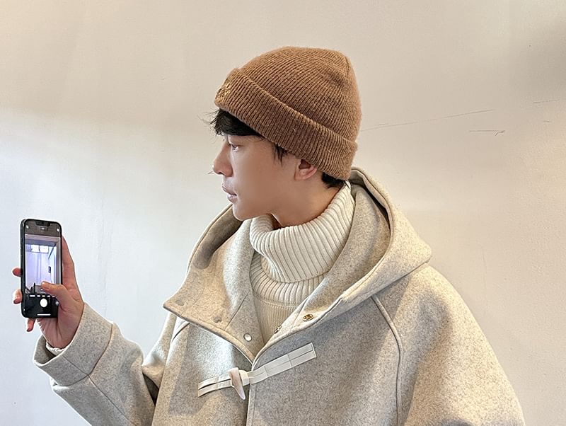 Long-Sleeve Toggle Woolen Trench Coat