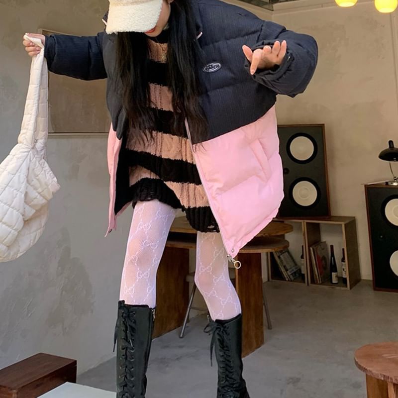 Neck Distressed Crew Cable Striped Sweater Knit